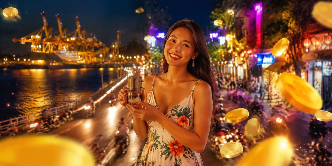 Không gian cà phê biển Vũng Tàu buổi chiều với người chơi casino online thư giãn